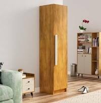 Hexa Red Wooden 1 Door Wardrobe with Huge Storage Space in Giant Wood Colour