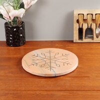 NikkisPride Elegant Marble Serving & Décor Platter Snowflake Brass  inlay