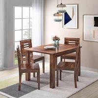 Capra Solid Wood Dining Chair Set Of 2 In Teak Finish