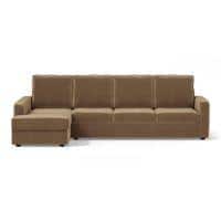 Apollo Compact Sofa (Colour : Fawn Velvet, Cushion : Soft, Back Type : High Back, Seating Capacity : Left Aligned 3 Seater + Left Aligned Chaise)