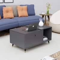 Hexa Engineered Wood Center Table With Storage And Open Rack In Slate Grey