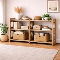 Pinky Solid Wood  Bookshelf in Natural Finish