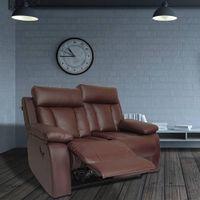 Magna Leatherette Two Seater Manual Recliner in Brown Colour