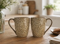 Beige Wildflower Premium Tea & Coffee Mugs