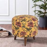 Seraphina Solid Wood  Ottomon in  Yellow Colour