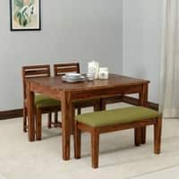 Arbor 4 Seater Dining Set with Olive Green Cushioned Bench
