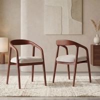 Zen Solid Wood Dining Chair in Honey Finish & White Boucle Colour
