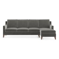 Abbey Sectional Sofa (Colour : Ash Grey Velvet, Cushion : Hard, Seater : Right Aligned 3 Seater + Right Aligned Chaise)