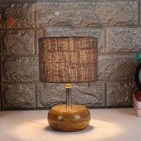 Sara Grey jute & solid wood table lamp