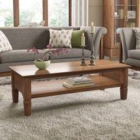 Malabar Rectangular Solid Wood Coffee Table In Amber Walnut Finish