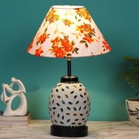 Danielle Multicolor cotton Glass Table lamp with Iron Base