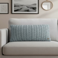 Colette Blue Grey Cotton Knitted Cushion Cover 12X20 Inches