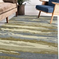 Ziya Water Blue Abstract Hand-Tufted Viscose 5X3 Feet Carpet