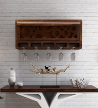 Lifty Sheesham Wood Wine Rack In Provincial Teak Finish