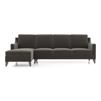 Abbey Sectional Sofa (Colour : Smoke Grey, Cushion : Hard, Seater : Left Aligned 3 Seater + Left Aligned Chaise)