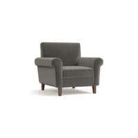 Oxford 1 Seater Fabric Sofa in Ash Grey Velvet Colour