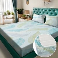 Multicolor Floral 180 TC Fitted 1 King  Bedsheet with 2 Pillow Covers