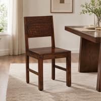 Noguchi Sheesham Wood Dining Chairs in Scratch Resistant Provincial Teak Finish Set of 2