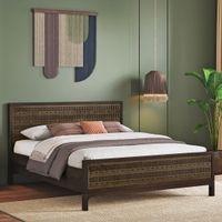 Masai Solid Wood King Size Nonstorage Bed In American Walnut 2 Tone Finish
