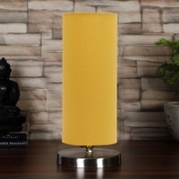 Yellow cotton table lamp with Steel Base -5