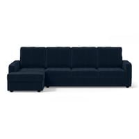 Apollo Compact Sofa (Colour : Sea Port Blue Velvet, Cushion : Soft, Back Type : High Back, Seating Capacity : Left Aligned 3 Seater + Left Aligned Chaise)