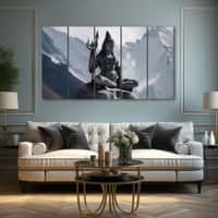 The Castle Decor Lord Shiva Wall Painting Wooden Framed 27x48 Inch (Style 3)