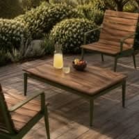 Chalet Teak Wood Coffee Table in Olive Green Colour
