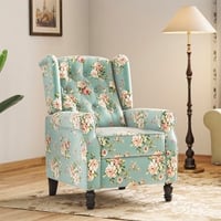 Ellis One Seater Pushback Recliner in Dusty Teal Floral Colour
