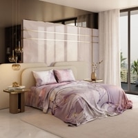 Stoa Paris 300TC UltrSatin Super King Bedsheet with 2 Pillow Covers Satin Super Lavender Peach