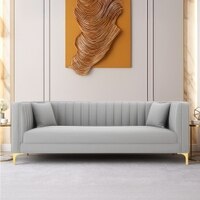 Texude Velvet 3 Seater Sofa in Grey Colour