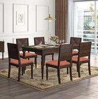 Mirasa Solid Wood Dining Chair Set Of 2 In Mango Walnut Finish With Lava Fabric Colour