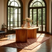 Saanra Solid Wood Six Seater Dining Table in Brown Colour