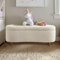 Leroj  Boucle 2 Seater Ottoman Bench with Storage  in Off White  Color