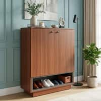 Footra Engineered Wood Shoe Rack in Walnut Finish