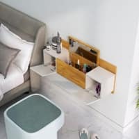 Hexa Red Engineered Wood Wall Mount Dressing Table in Giant Wood and Frosty White Colour