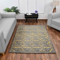 Multicolor Geometric Machine Made Polyester 3 X 5 Feet Carpet
