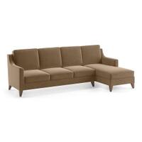 Abbey Sectional Sofa (Colour : Fawn Velvet, Cushion : Soft, Seater : Right Aligned 3 Seater + Right Aligned Chaise)