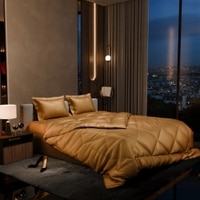 Stoa Paris Comforter Set Double Bed, 300TC Satin Double Bed Comforters in Eternal Glow