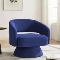 Aracell Solid Wood Accent Chair in Navy Blue Colour