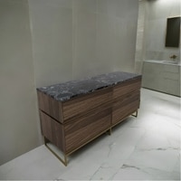 Huch Series Dresser with Stone Top and MS Powder Coated Gold Base