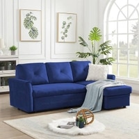 Scarlet Solid Wood Sofa cum Bed in Navy Blue