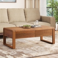 Linnea Rectangular Solid Wood Coffee Table In Amber Walnut Finish