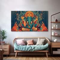 The Castle Decor Lord Ganesha Wall Painting Wooden Framed 27x48 Inch (Style 15)