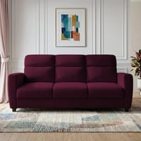 Alvaro Velvet 3 Seater Sofa Red wine Color