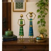 Desert Art Metal Handpainted Lady Doll Showpiece Set of 2