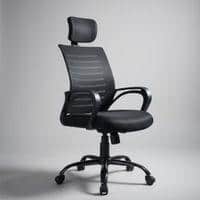 Aspira High Back Mesh Office Chair with Headrest in Black Color