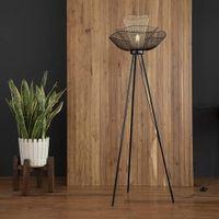 Cleo Off White Floor Lamp With Black Iron Base