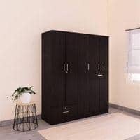 Ren 5 Door Wardrobe with External Drawers in Wenge Finish