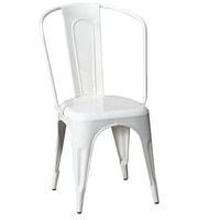 IvorySteel Iron Dining Chair in White Colour