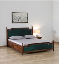 Domino Solid Wood Storage Bed In Champange Colour